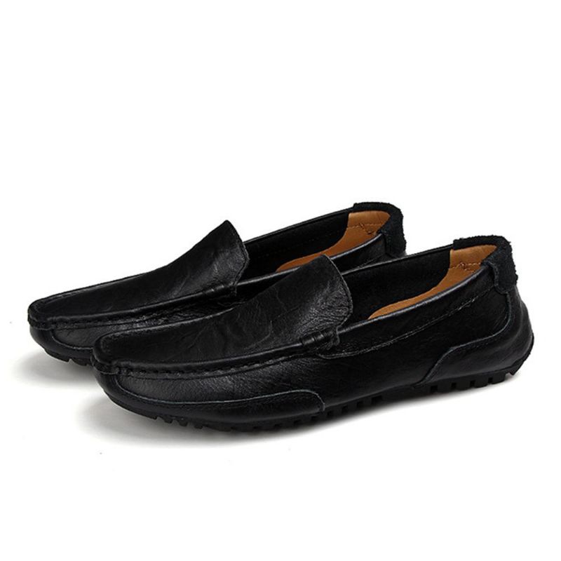 Hombres Piel De Vaca Casual Ligero Suelas Suaves Para Caminar Zapatos Planos