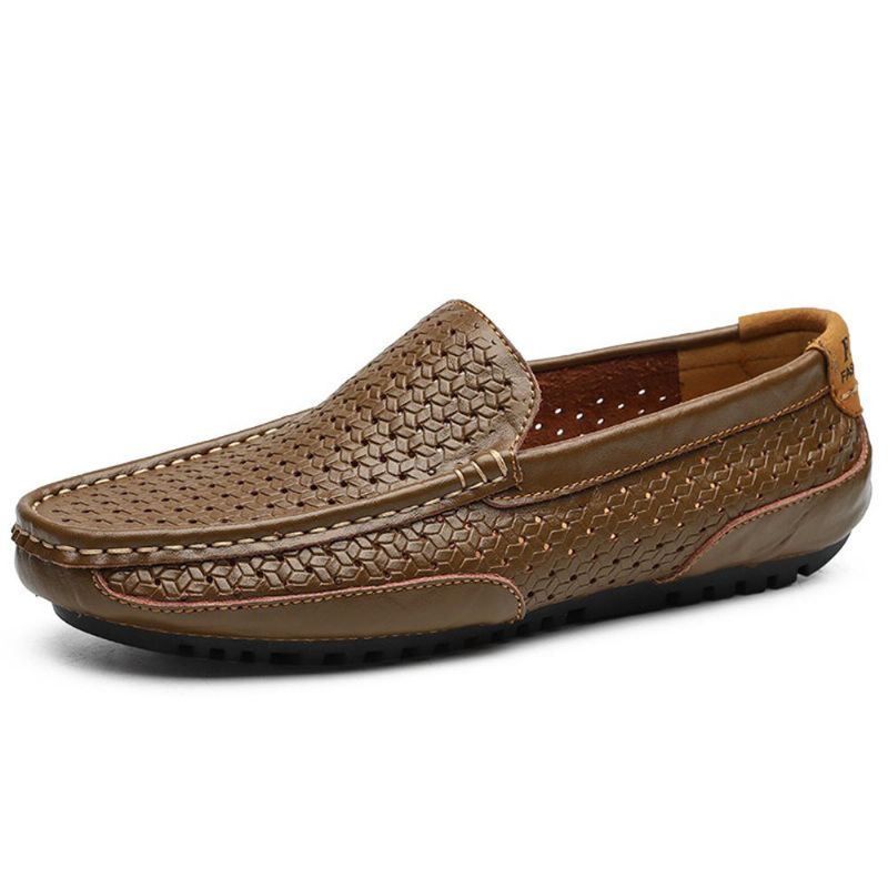 Hombres Piel De Vaca Casual Ligero Suelas Suaves Para Caminar Zapatos Planos