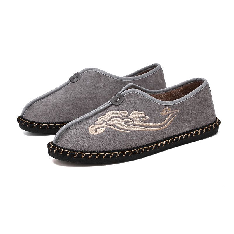 Hombres Retro Bordado Suede Cómodo Slip On Mocasines Zapatos De Conducción Casuales