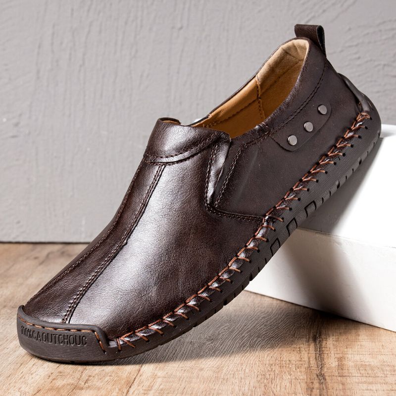 Hombres Retro Microfibra Cuero Antideslizante Suela Suave Resbalón En Zapatos Casuales