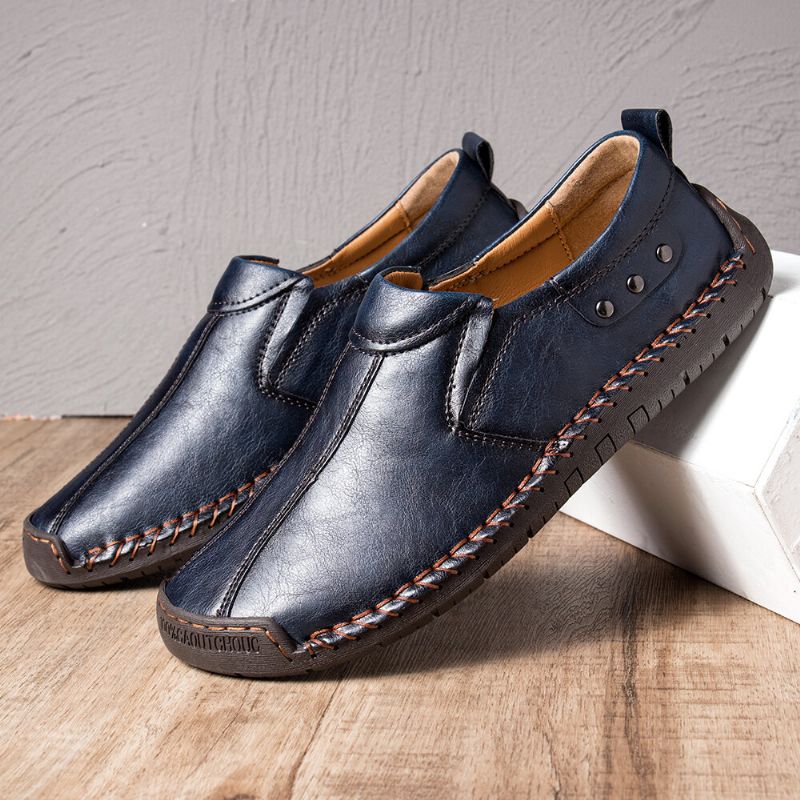 Hombres Retro Microfibra Cuero Antideslizante Suela Suave Resbalón En Zapatos Casuales