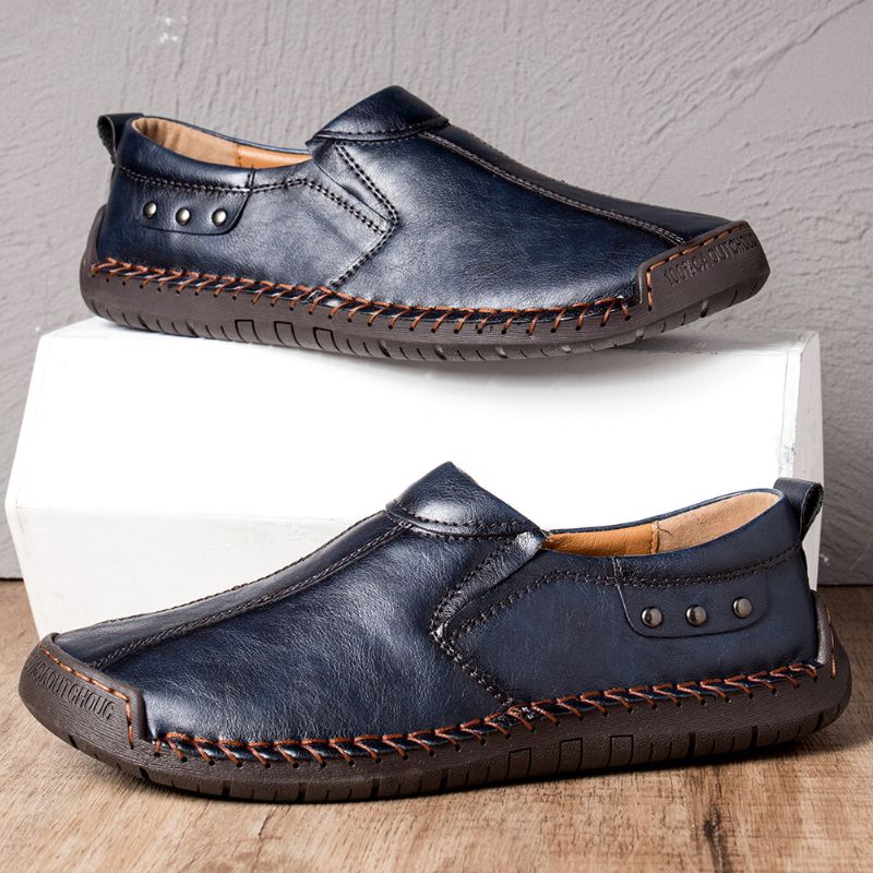 Hombres Retro Microfibra Cuero Antideslizante Suela Suave Resbalón En Zapatos Casuales