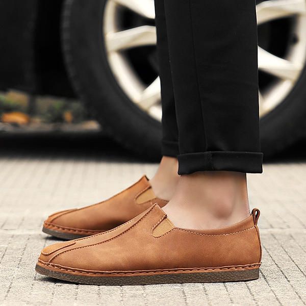 Mocasines Casuales Cómodos De Suela Suave De Cuero De Gamuza Para Hombres