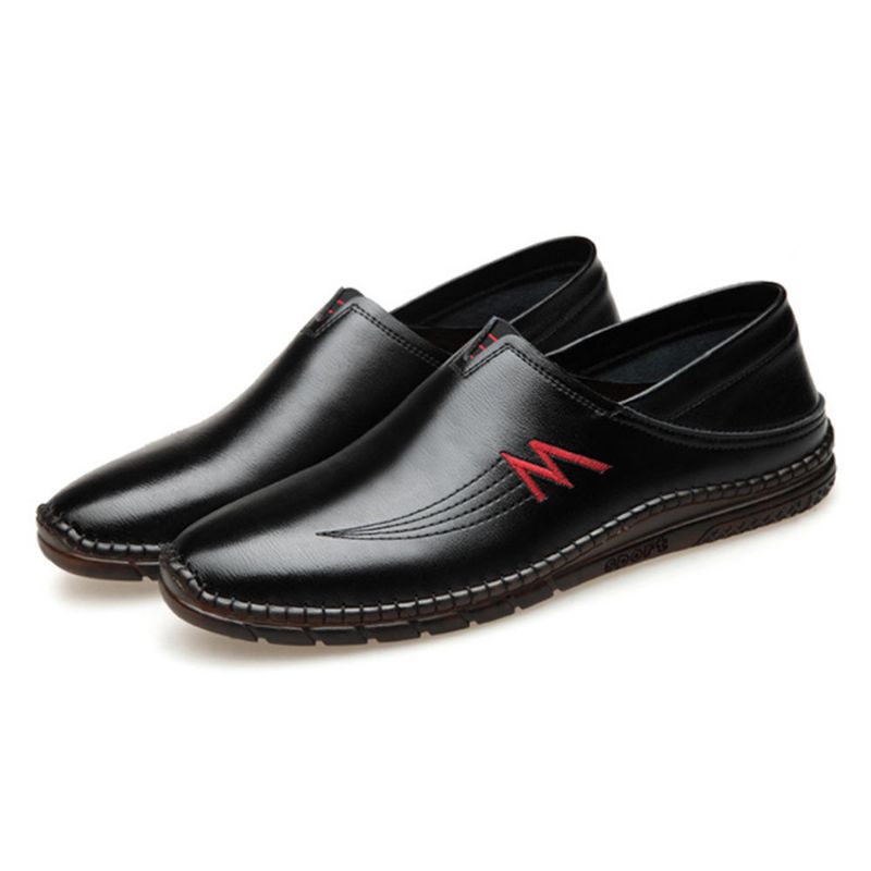 Mocasines Casuales Con Costuras De Cuero De Vaca Para Hombre