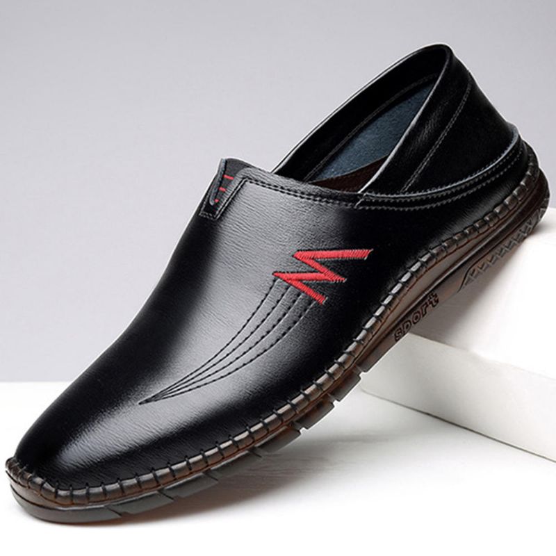 Mocasines Casuales Con Costuras De Cuero De Vaca Para Hombre