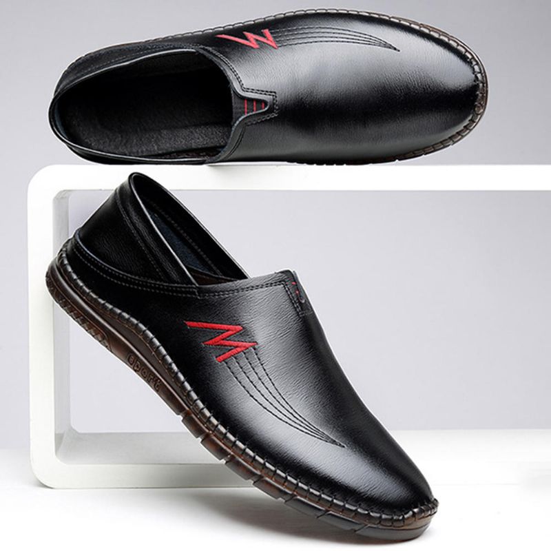 Mocasines Casuales Con Costuras De Cuero De Vaca Para Hombre