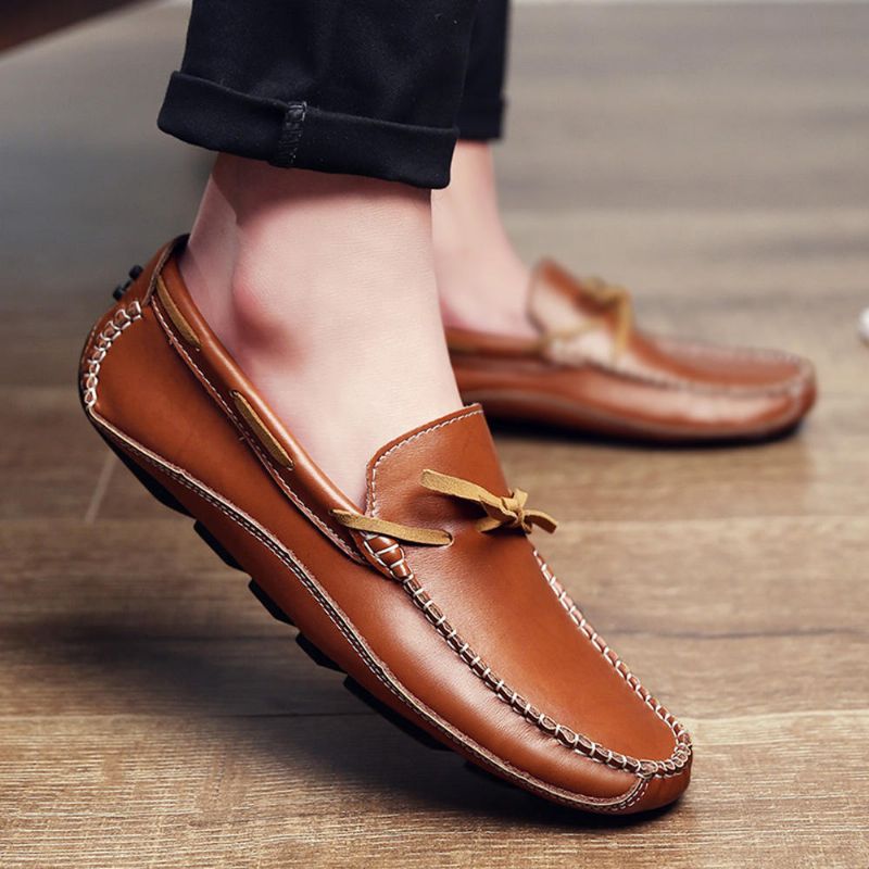 Mocasines Casuales De Cuero Genuino Para Hombre Planos Suaves