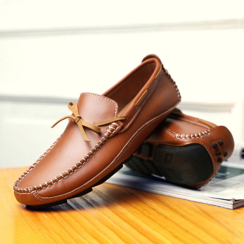 Mocasines Casuales De Cuero Genuino Para Hombre Planos Suaves