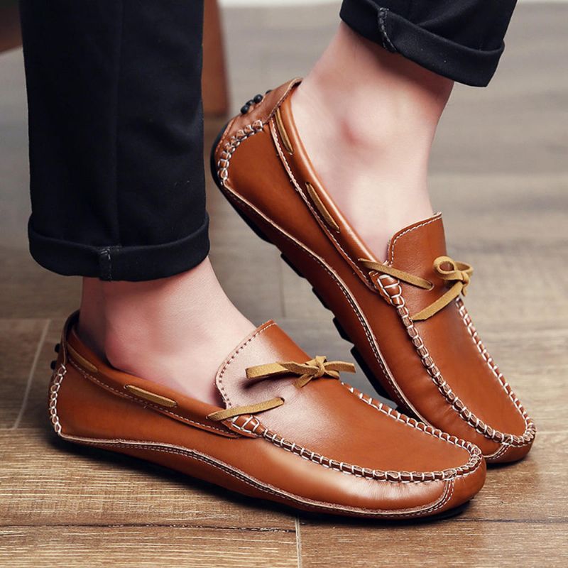 Mocasines Casuales De Cuero Genuino Para Hombre Planos Suaves