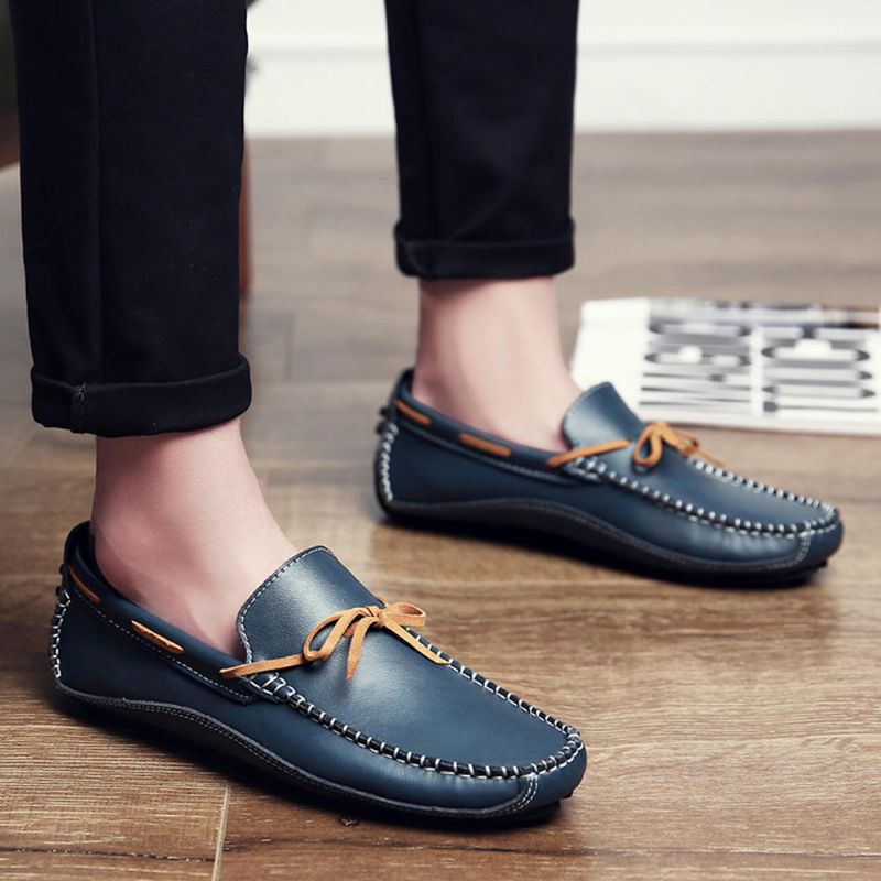 Mocasines Casuales De Cuero Genuino Para Hombre Planos Suaves