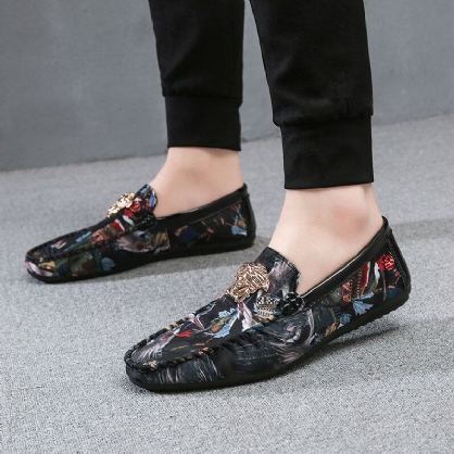 Mocasines De Conducción Casuales Resistentes Al Deslizamiento Con Estampado Floral Para Hombre