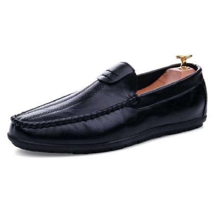 Mocasines De Cuero Con Suela Suave Y Casual Para Hombres Zapatos De Conducción