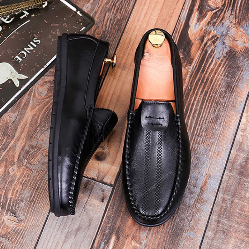 Mocasines De Cuero Con Suela Suave Y Casual Para Hombres Zapatos De Conducción