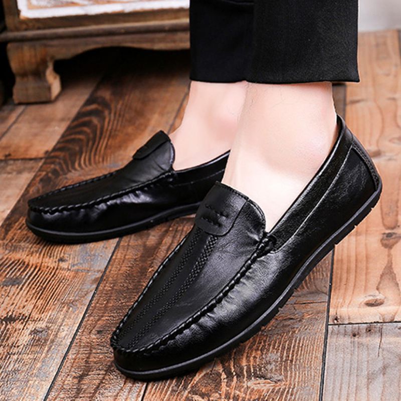 Mocasines De Cuero Con Suela Suave Y Casual Para Hombres Zapatos De Conducción