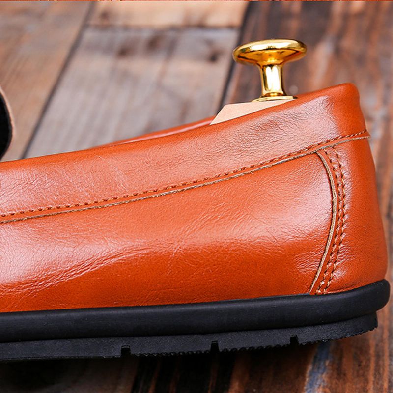 Mocasines De Cuero Con Suela Suave Y Casual Para Hombres Zapatos De Conducción