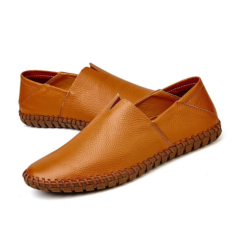 Mocasines De Cuero Genuino De Suela Suave Para Hombres De Gran Tamaño Slip On Flats