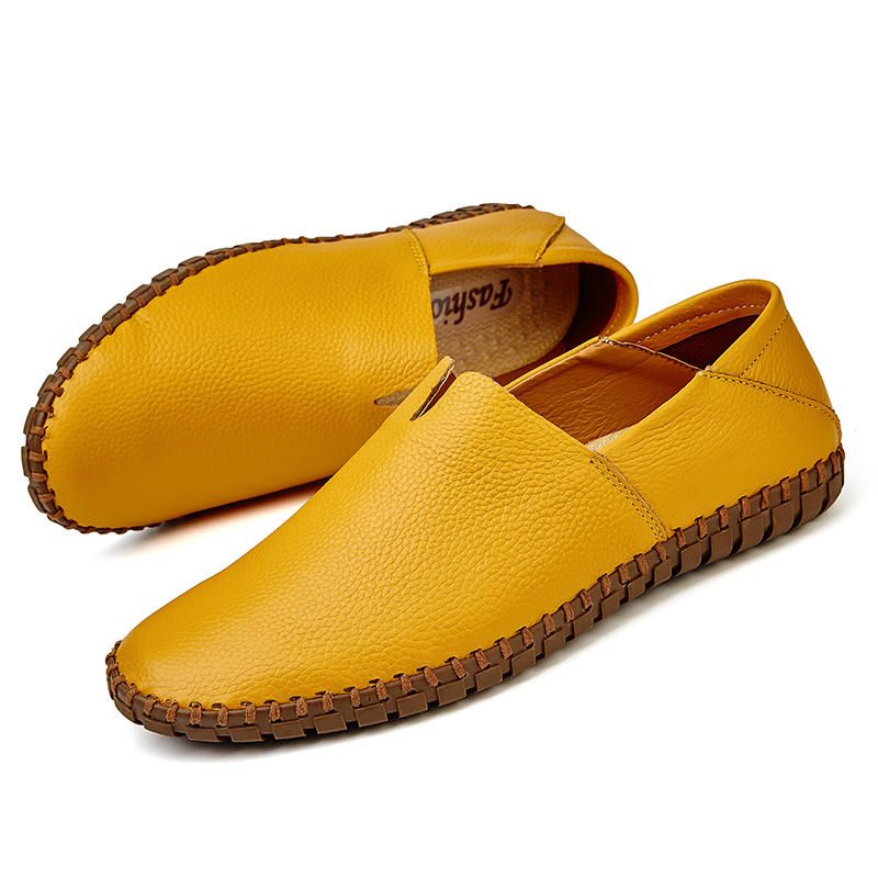 Mocasines De Cuero Genuino De Suela Suave Para Hombres De Gran Tamaño Slip On Flats