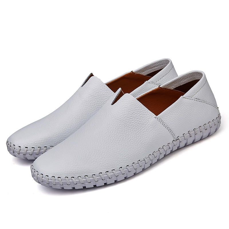 Mocasines De Cuero Genuino De Suela Suave Para Hombres De Gran Tamaño Slip On Flats