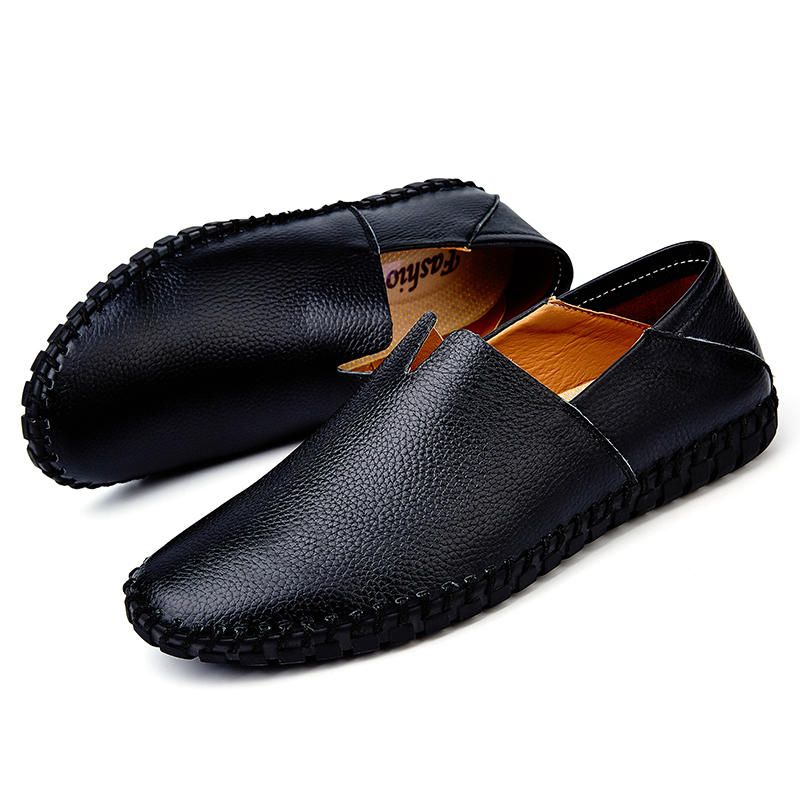 Mocasines De Cuero Genuino De Suela Suave Para Hombres De Gran Tamaño Slip On Flats