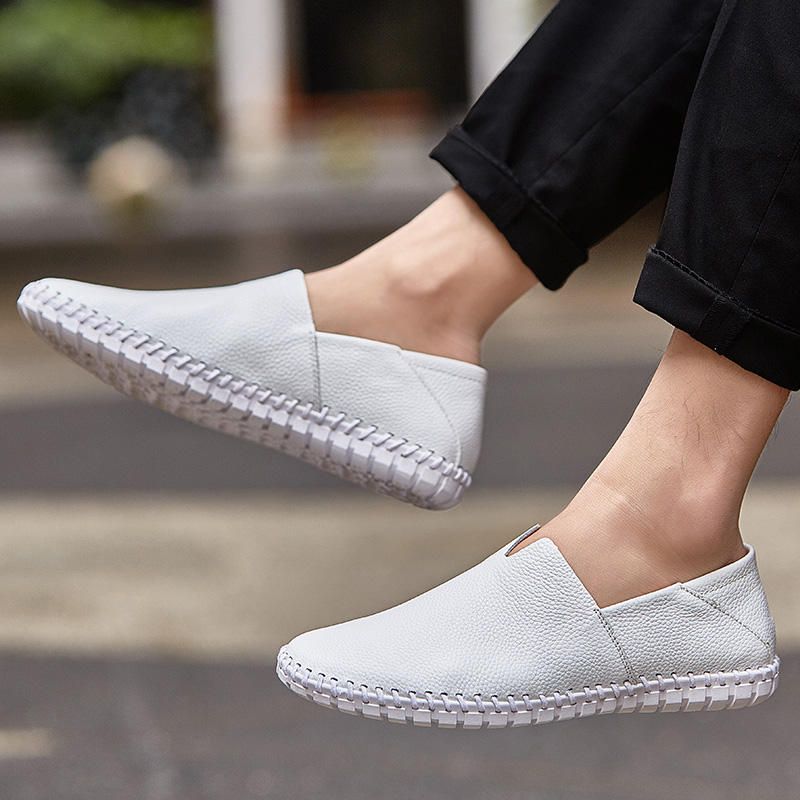 Mocasines De Cuero Genuino De Suela Suave Para Hombres De Gran Tamaño Slip On Flats