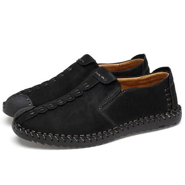 Mocasines De Cuero Suave Para Hombre Mocasines Con Costuras A Mano