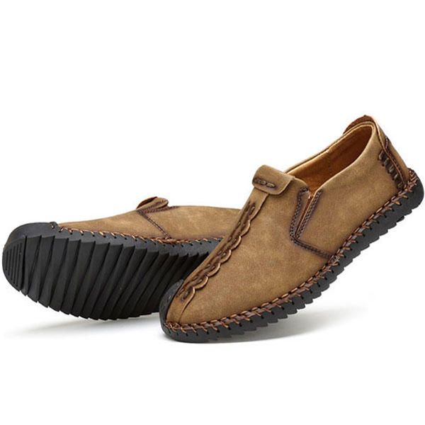 Mocasines De Cuero Suave Para Hombre Mocasines Con Costuras A Mano