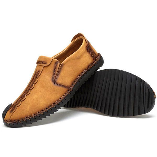 Mocasines De Cuero Suave Para Hombre Mocasines Con Costuras A Mano