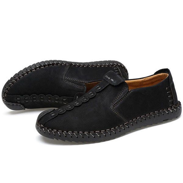 Mocasines De Cuero Suave Para Hombre Mocasines Con Costuras A Mano