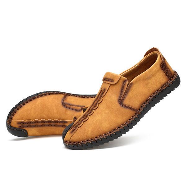 Mocasines De Cuero Suave Para Hombre Mocasines Con Costuras A Mano