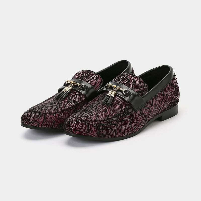 Mocasines Informales De Cuero Suave Con Estampado Floral De Moda Para Hombre