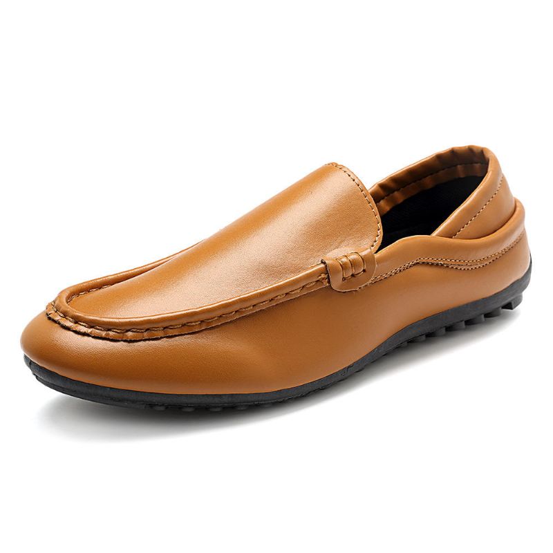 Mocasines Planos Casuales De Cuero Con Suela Suave Para Hombres Que Conducen Sh