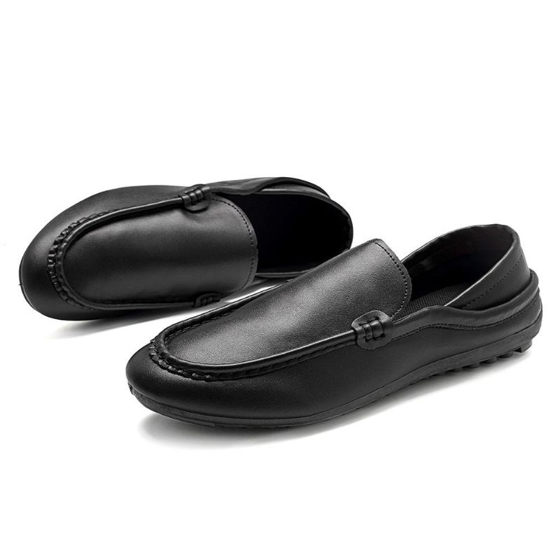 Mocasines Planos Casuales De Cuero Con Suela Suave Para Hombres Que Conducen Sh