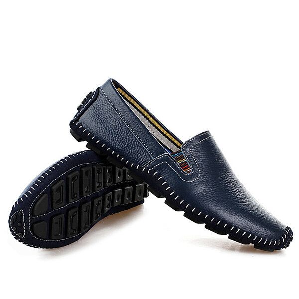 Mocasines Planos Casuales De Cuero Para Hombre Al Aire Libre Con Deslizamiento Suave