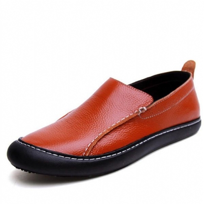 Mocasines Planos Casuales De Cuero Para Hombre Al Aire Libre En Mocasines Planos De Moda Suave