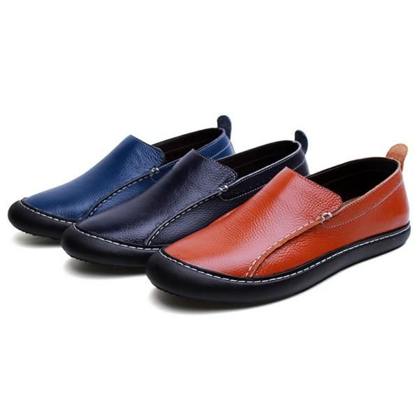 Mocasines Planos Casuales De Cuero Para Hombre Al Aire Libre En Mocasines Planos De Moda Suave