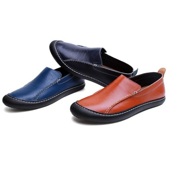 Mocasines Planos Casuales De Cuero Para Hombre Al Aire Libre En Mocasines Planos De Moda Suave