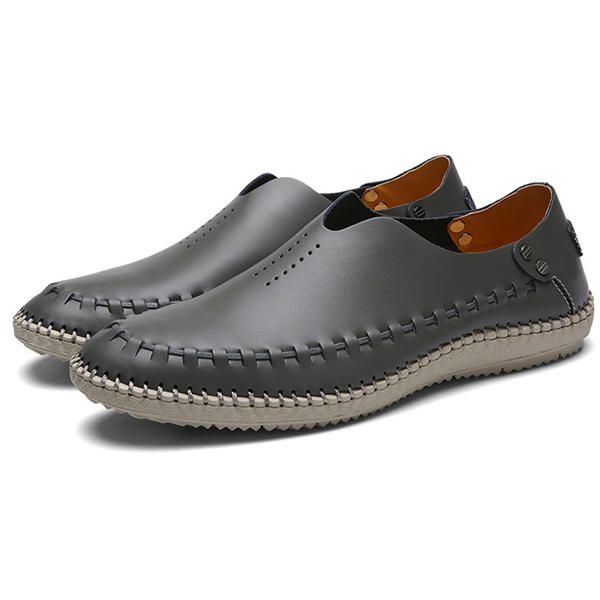 Mocasines Planos Cómodos De Cuero Genuino Suave Para Hombre