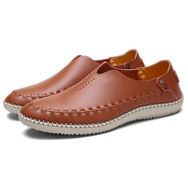 Mocasines Planos Cómodos De Cuero Genuino Suave Para Hombre