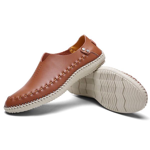 Mocasines Planos Cómodos De Cuero Genuino Suave Para Hombre