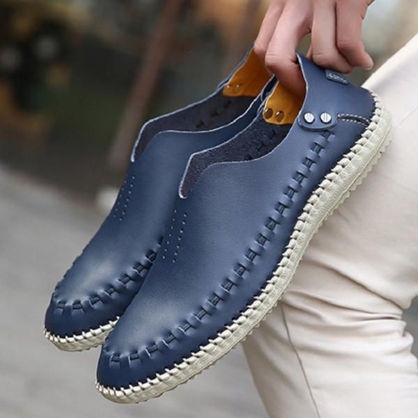 Mocasines Planos Cómodos De Cuero Genuino Suave Para Hombre