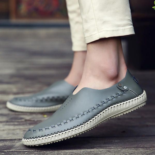 Mocasines Planos Cómodos De Cuero Genuino Suave Para Hombre