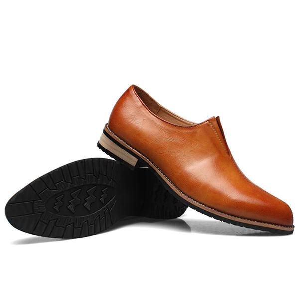 Mocasines Planos De Cuero Genuino Cómodos De Negocios Informales Para Hombres Slip On Oxfords