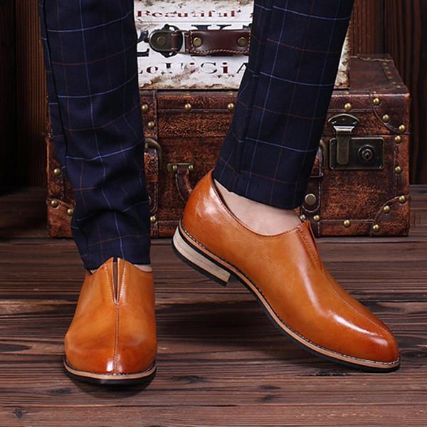 Mocasines Planos De Cuero Genuino Cómodos De Negocios Informales Para Hombres Slip On Oxfords