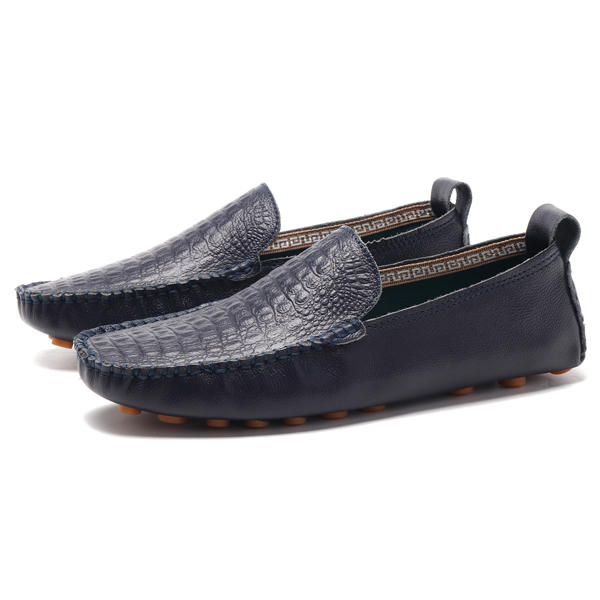 Mocasines Planos Hechos A Mano Con Punta De Mocasín De Cuero Genuino Suave Para Hombre Zapatos De Conducción