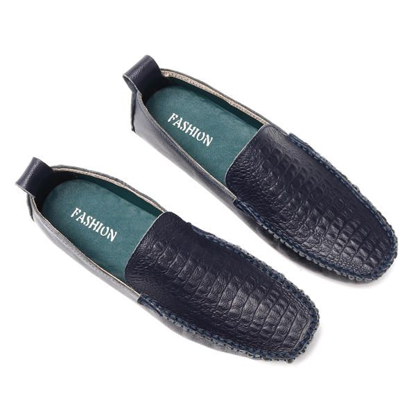 Mocasines Planos Hechos A Mano Con Punta De Mocasín De Cuero Genuino Suave Para Hombre Zapatos De Conducción