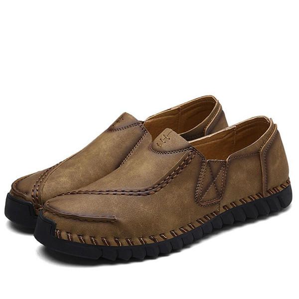 Mocasines Retro Con Costura A Mano Informal Para Hombre Mocasines Planos