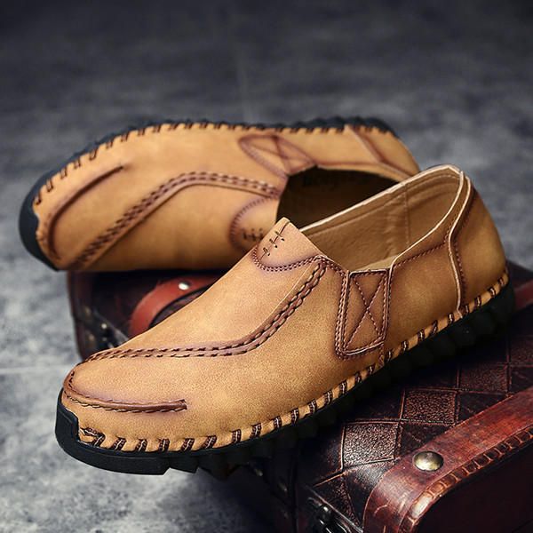 Mocasines Retro Con Costura A Mano Informal Para Hombre Mocasines Planos