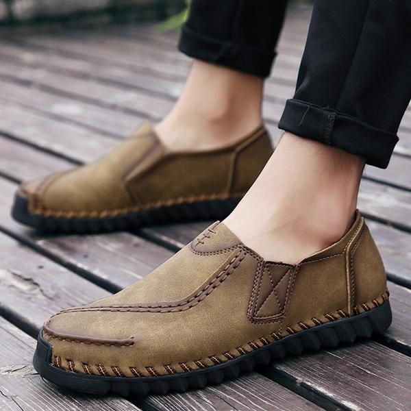 Mocasines Retro Con Costura A Mano Informal Para Hombre Mocasines Planos