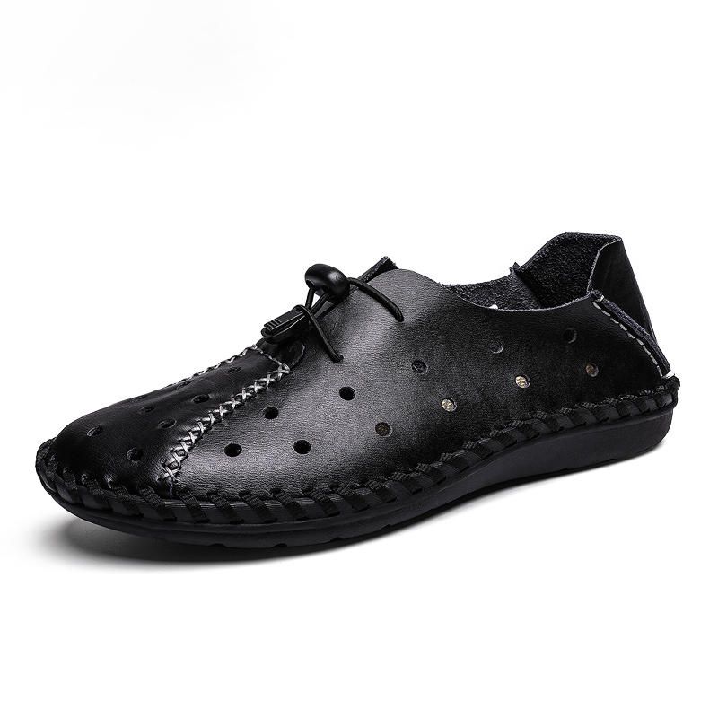 Mocasines Transpirables Con Banda Elástica Hueca Suave Informal Para Hombre