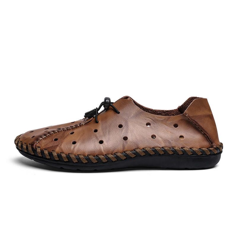 Mocasines Transpirables Con Banda Elástica Hueca Suave Informal Para Hombre